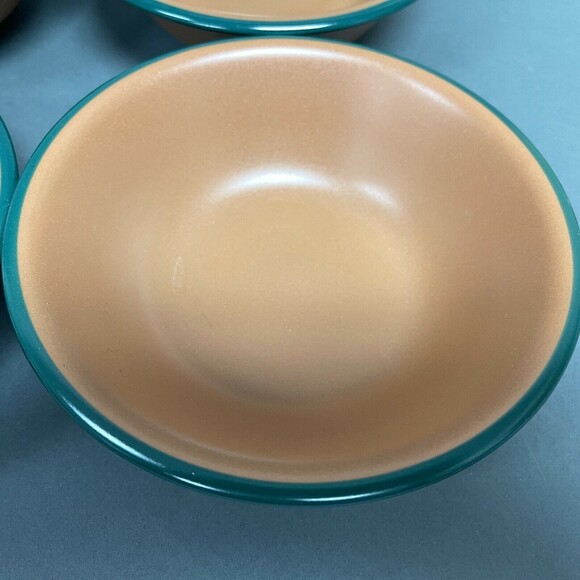 Vintage Brown Green Trim Soup Cereal Bowls Mexico? 6 7/8" Lot of 4 - Picture 5 of 6